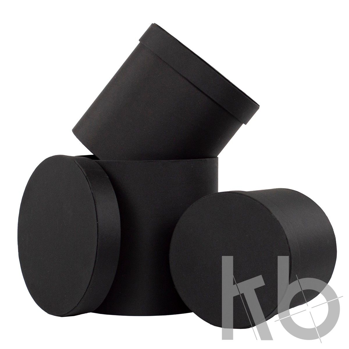 Черные круглые коробки, кашированные матовой бумагой