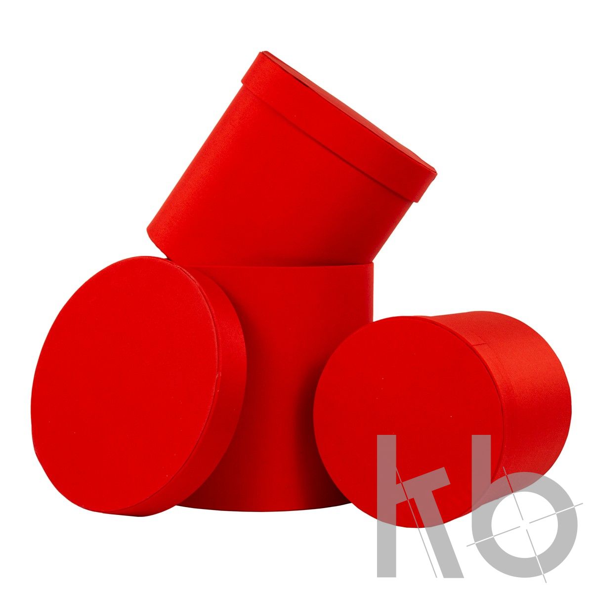 Круглые красные кашированные коробки