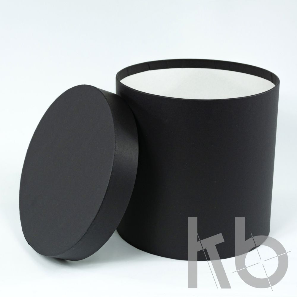 Черная круглая коробка с крышкой