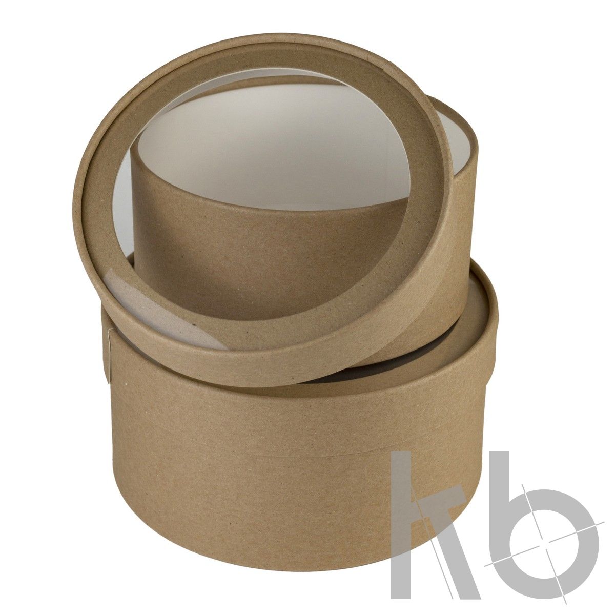 Крафт круглая кашированная коробка с окном