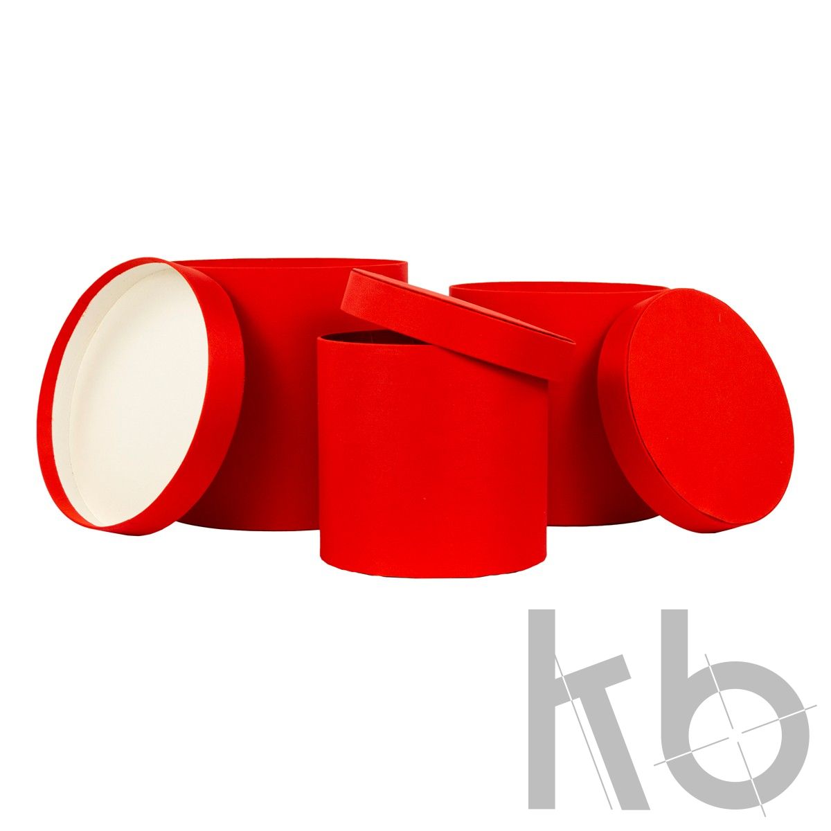 Круглые красные кашированные коробки