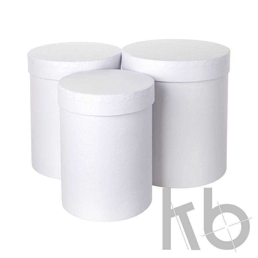 Белая круглая кашированная высокая коробка