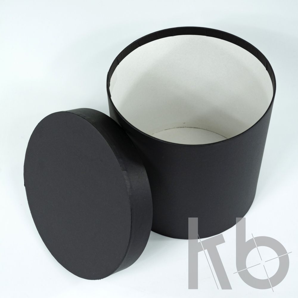 Черная круглая коробка с крышкой
