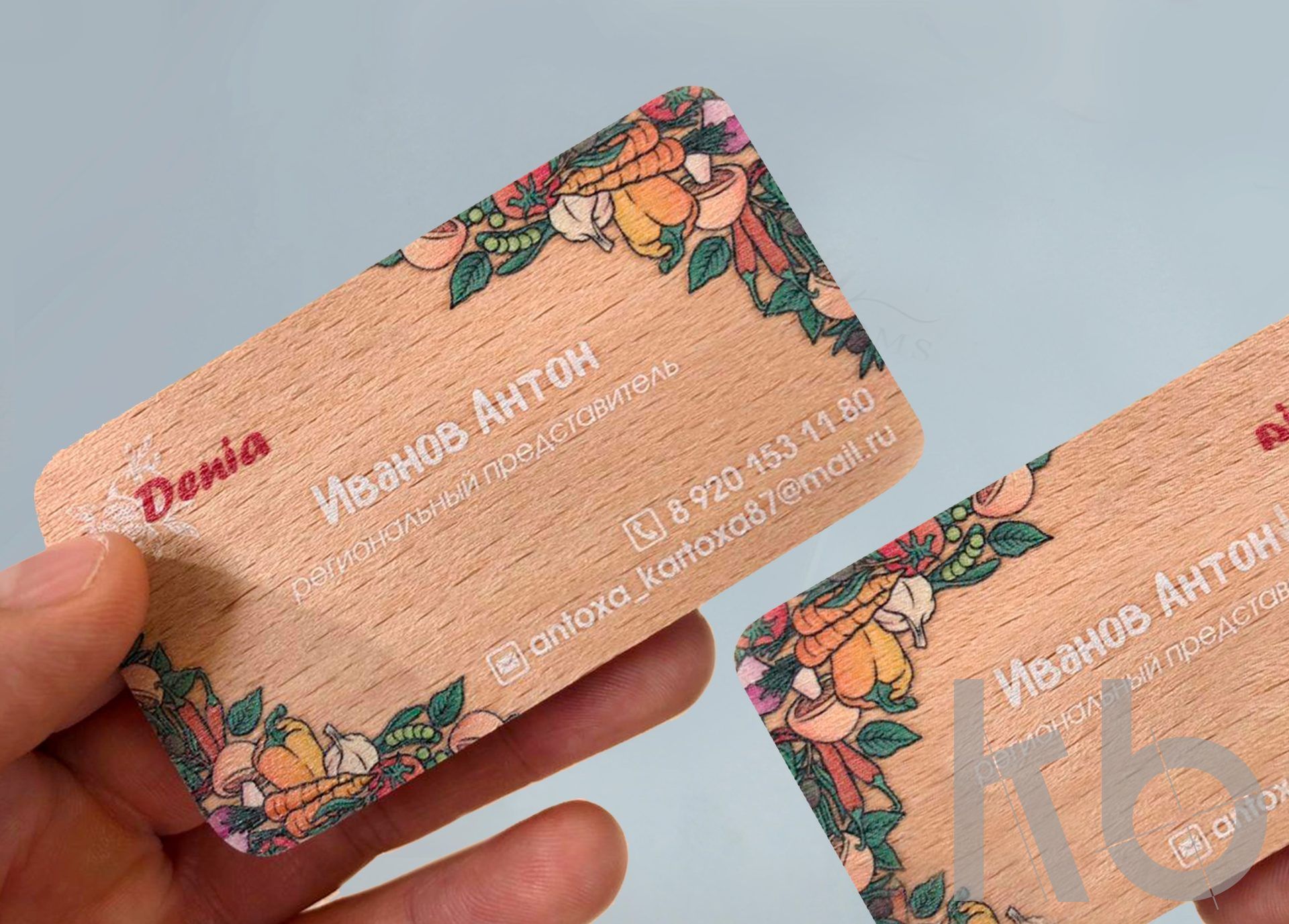 уф печать на деревянных визитках
