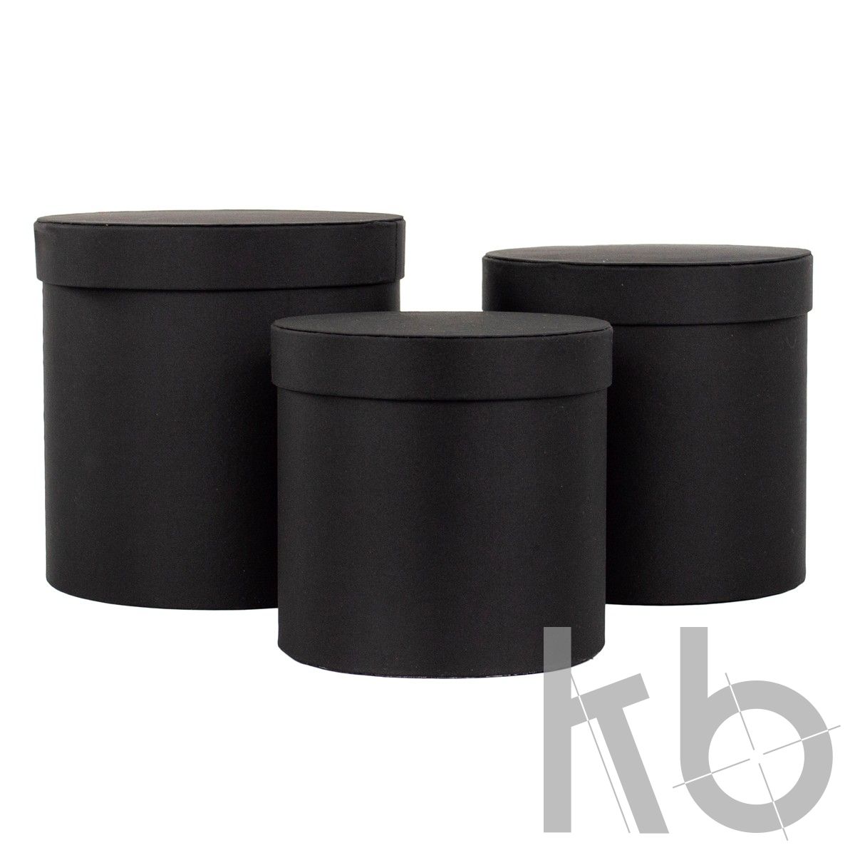 Черные круглые коробки, кашированные матовой бумагой