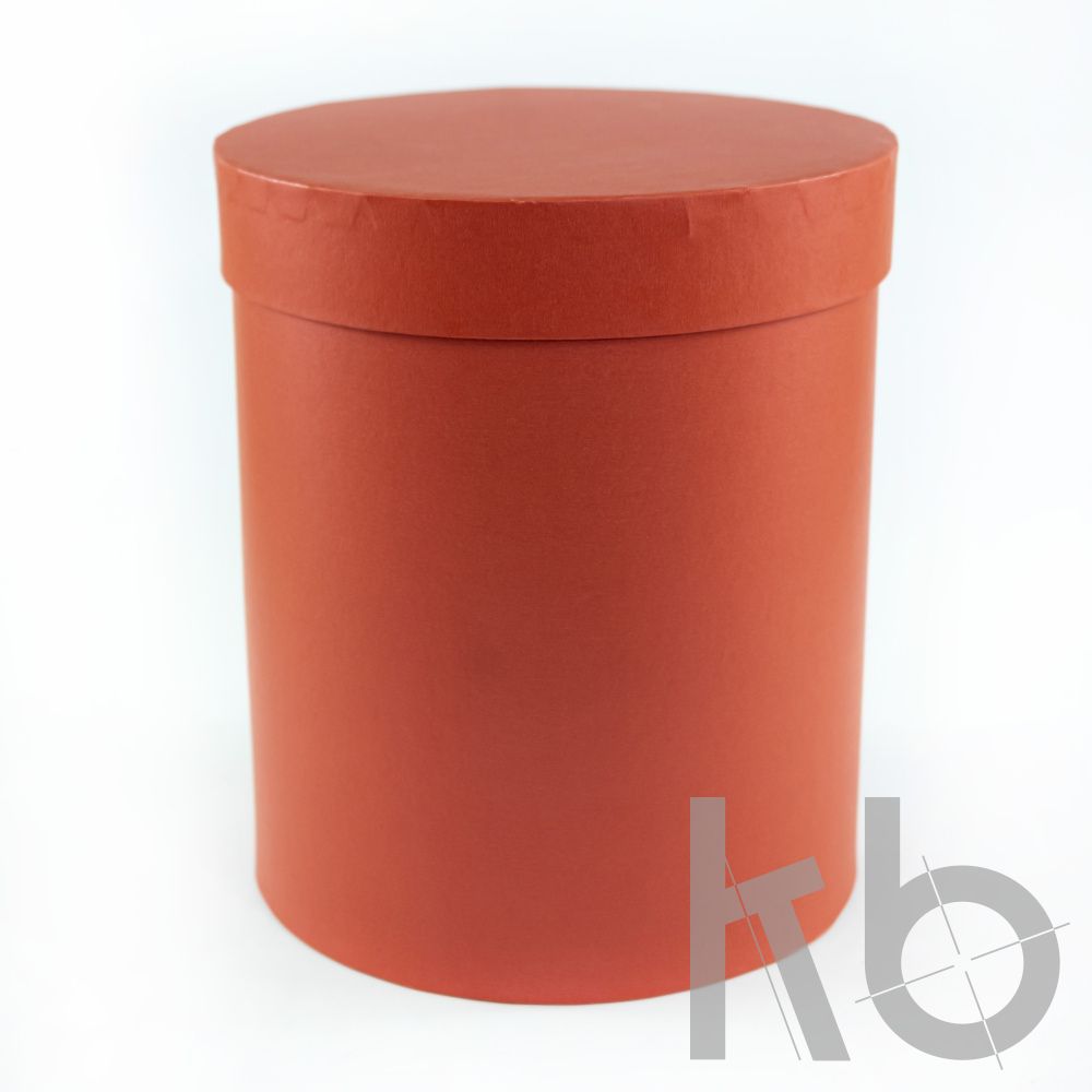 Круглая кашированная коробка морковно-красный цвет