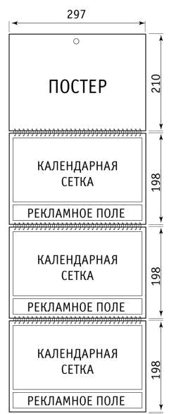 Схема квартального календаря с тремя календарными сетками