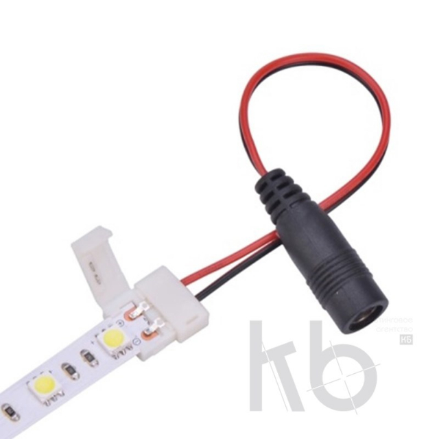 Коннектор питания с джеком для одноцветных светодиодных лент с влагозащитой шириной 10 мм LAMPER