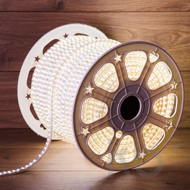 LED лента 220 В, 6.5x17 мм, IP67, SMD 2835, 180 LED/m, цвет свечения белый, 100 м
