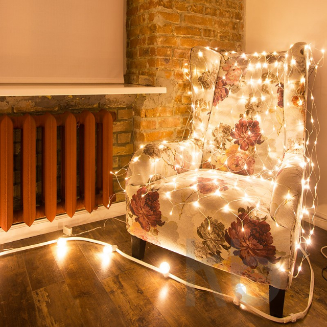 Гирлянда "Сеть" 1,8х1,5м, прозрачный ПВХ, 180 LED ТЕПЛЫЙ БЕЛЫЙ