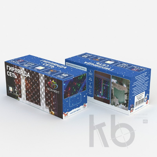 Гирлянда "Сеть" 1х1,5м, прозрачный ПВХ, 96 LED Мультиколор