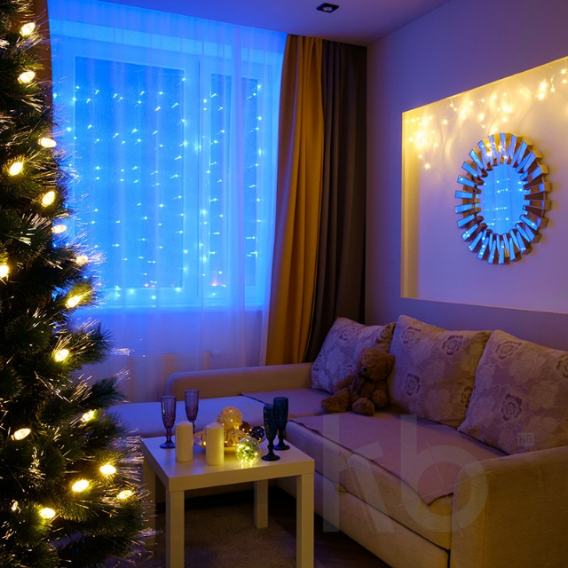 Гирлянда "Светодиодный Дождь"  1,5х1,5м, свечение с динамикой, прозрачный провод, 230 В, диоды СИНИЕ