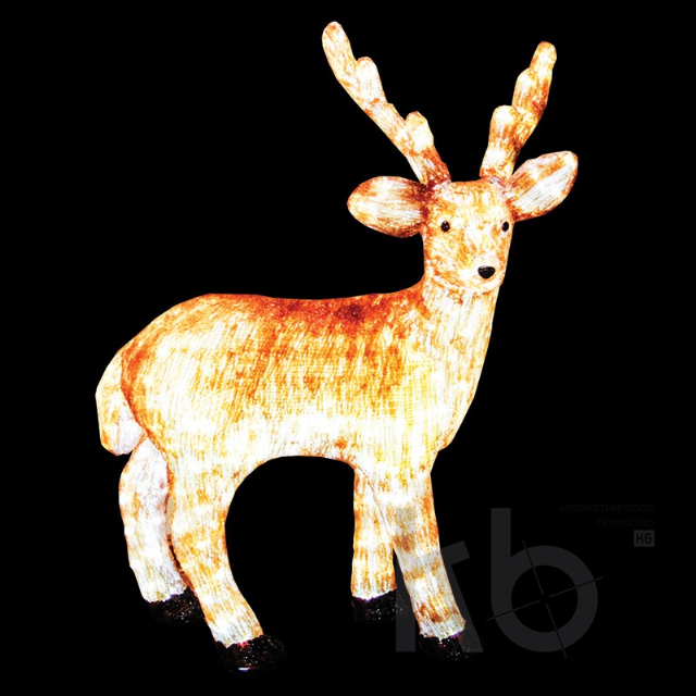 Акриловая светодиодная фигура "Бурый олень " 100 см, 380 светодиодов, IP 65, понижающий трансформатор в комплекте, NEON-NIGHT