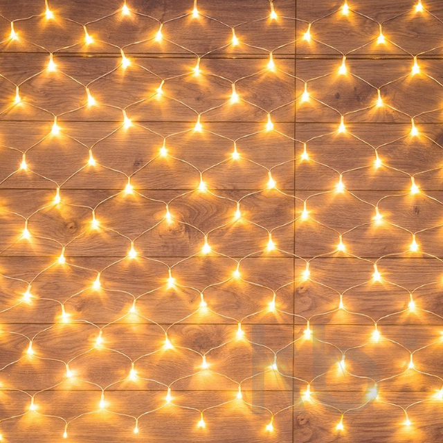 Гирлянда "Сеть" 1,5х1,5м, прозрачный ПВХ, 150 LED ТЕПЛЫЙ БЕЛЫЙ