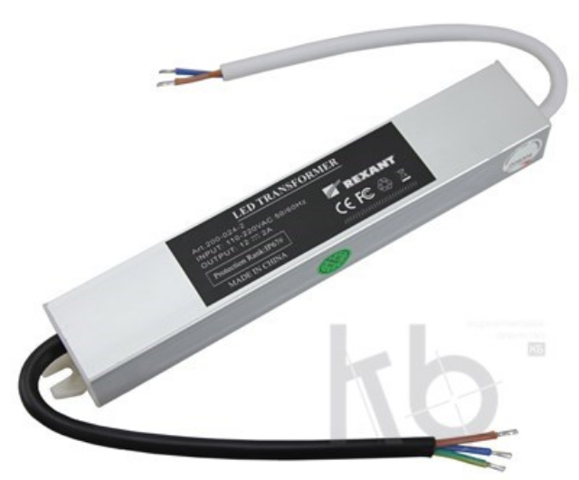Источник питания 110-220 V AC/12 V DC 2 А 24 W с проводами влагозащищенный (IP67)