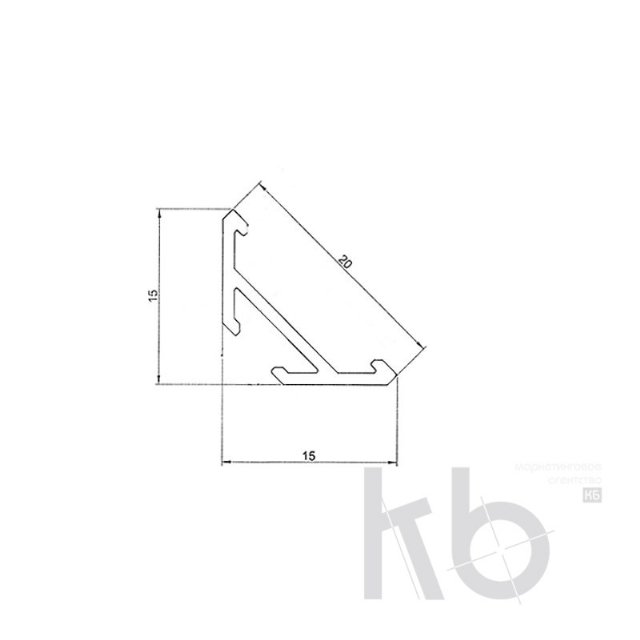 Профиль угловой алюминиевый 1515-2,  2 м REXANT
