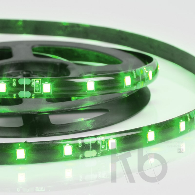 LED лента с USB коннектором 5 В, 8 мм, IP65, SMD 2835, 60 LED/m, цвет свечения зеленый