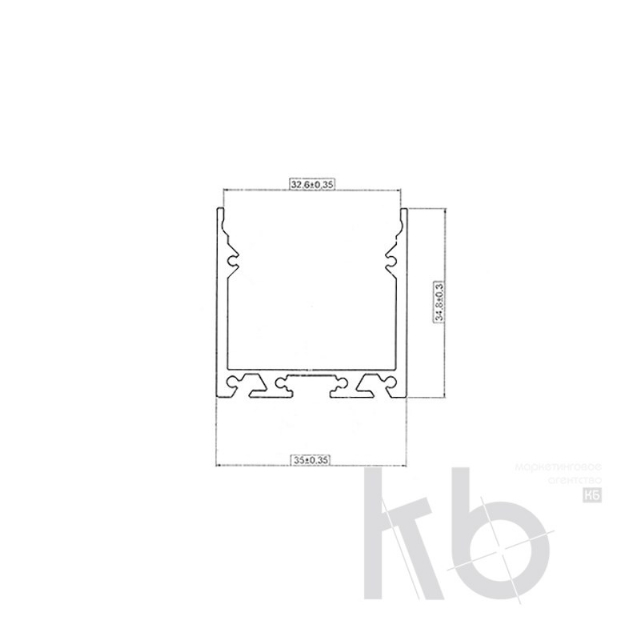 Профиль накладной алюминиевый 3535-2, 2 м REXANT