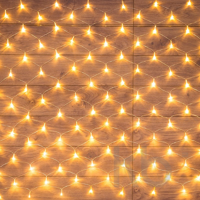 Гирлянда "Сеть" 1,8х1,5м, прозрачный ПВХ, 180 LED ТЕПЛЫЙ БЕЛЫЙ