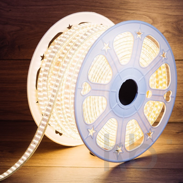 LED лента 220 В, 7.5x20 мм, IP67, SMD 2835, 276 LED/m, цвет свечения теплый белый, 50 м