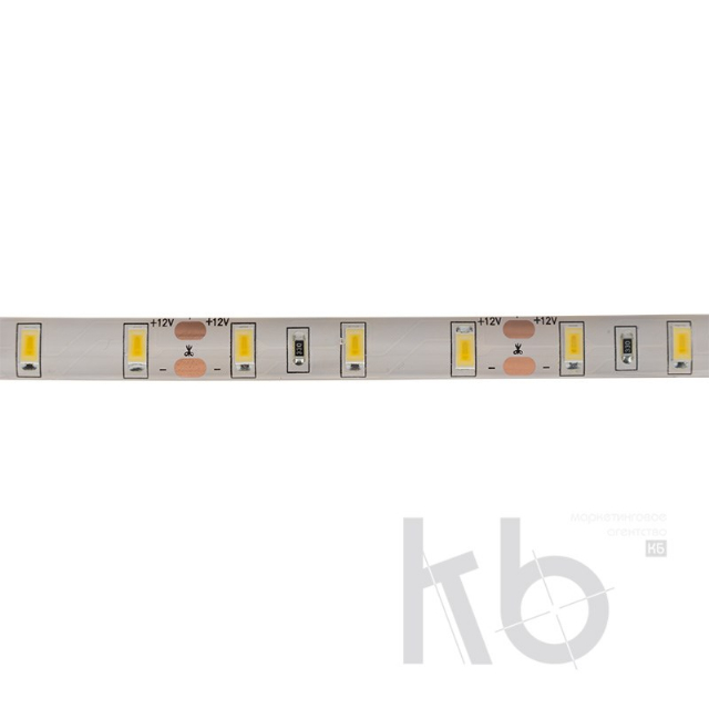 LED лента 12 В, 12 мм, IP65, SMD 5730, 60 LED/m, 12 V, цвет свечения белый (6000 K)