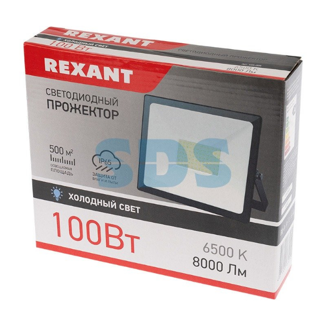 Прожектор светодиодный 100 Вт 200–260В IP65 8000 лм 6500 K холодный свет REXANT