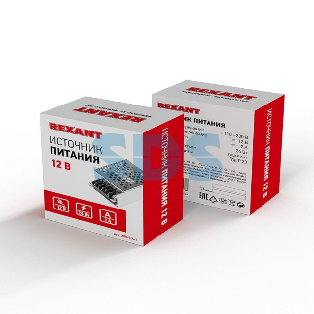 Источник питания 220 V AC/12 V DC 2 A 24 W с разъемами под винт, без влагозащиты (IP23)