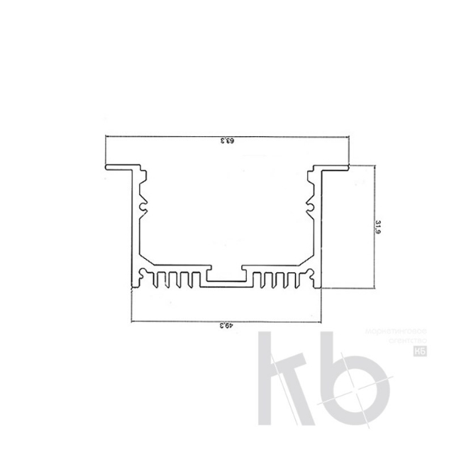 Профиль врезной алюминиевый 6332-2 2 м REXANT
