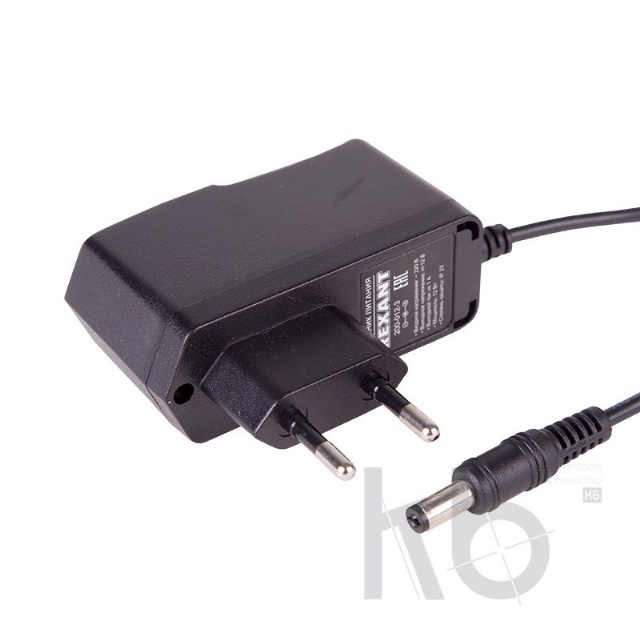 Источник питания 110-220 V AC/12 V DC 1 А 12 W с DC разъемом подключения 5.5х2.1, без влагозащиты (IP23)