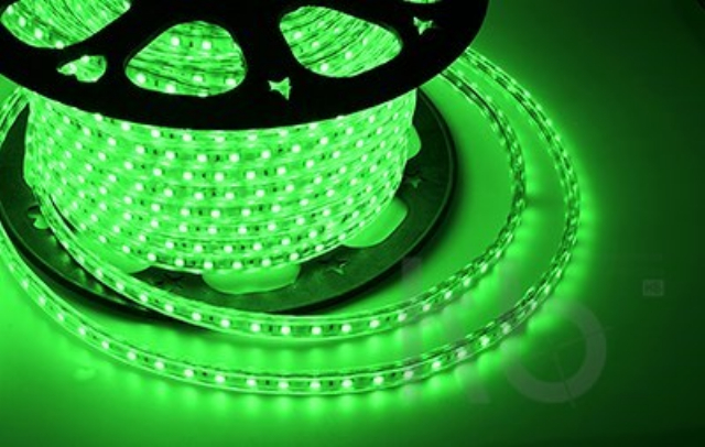LED лента 220 В, 13х8 мм, IP67, SMD 5050, 60 LED/m, цвет свечения зеленый