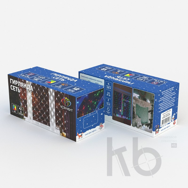Гирлянда "Сеть" 1,8х1,5м, прозрачный ПВХ, 180 LED Мультиколор