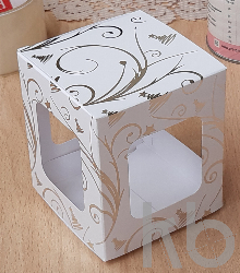 Коробка под шар 100 мм с серебристым узорами