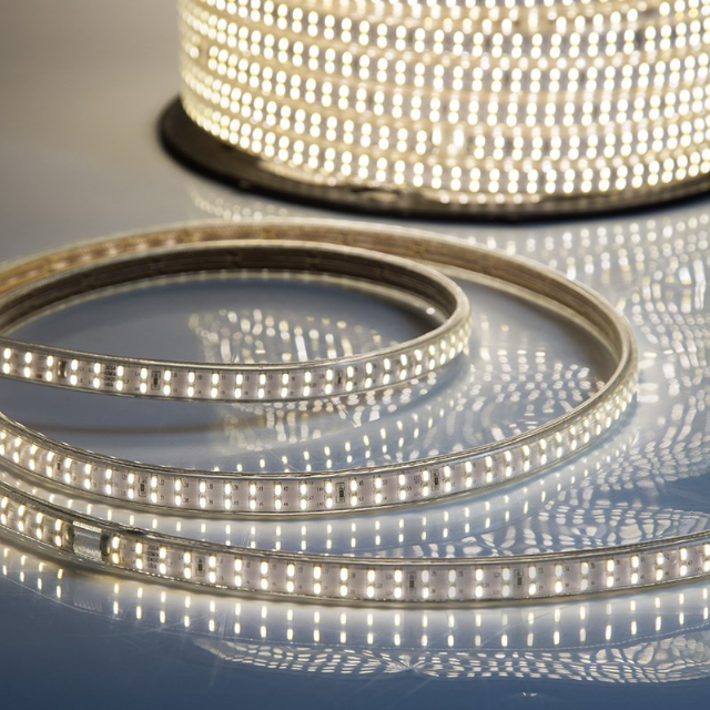 LED лента 220 В, 6.5x15 мм, IP67, SMD 3014, 240 LED/m, цвет свечения теплый белый, 100 м