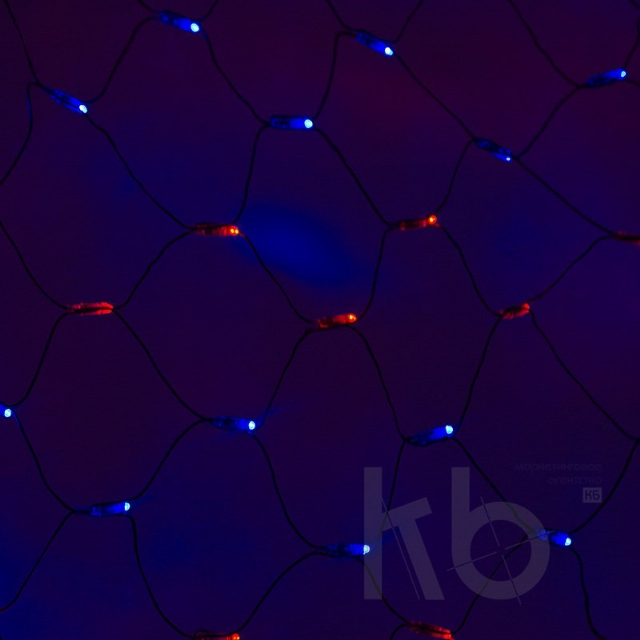 Гирлянда "Сеть" 2х1,5м, черный ПВХ, 288 LED Красные/Синие