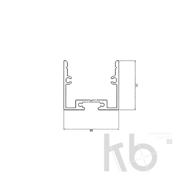 Профиль накладной алюминиевый 2825-2, 2 м REXANT