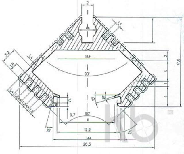 Алюминиевый анодированный профиль накладной/врезной угловой