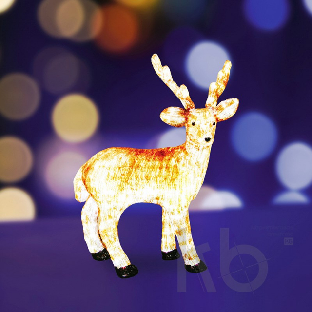 Акриловая светодиодная фигура "Бурый олень " 100 см, 380 светодиодов, IP 65, понижающий трансформатор в комплекте, NEON-NIGHT