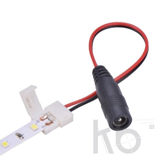 Коннектор питания с джеком для одноцветных светодиодных лент 120 диодов/метр с влагозащитой LAMPER