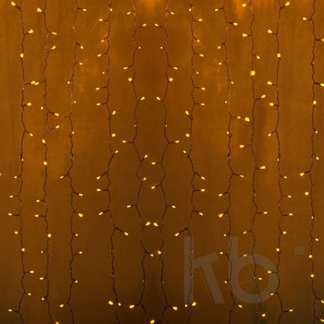 Гирлянда "Светодиодный Дождь"  2x0,8м, прозрачный провод, 230 В, диоды Желтые, 160 LED