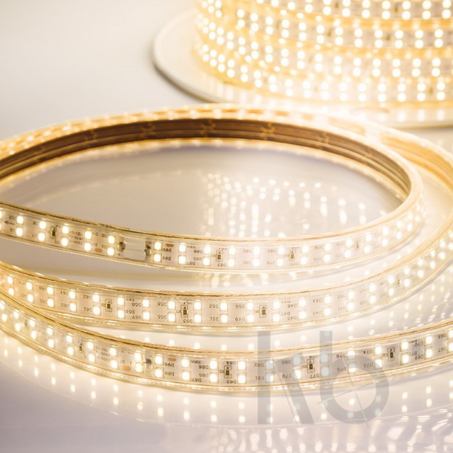 LED лента 220 В, 6.5x17 мм, IP67, SMD 2835, 180 LED/m, цвет свечения теплый белый, 100 м