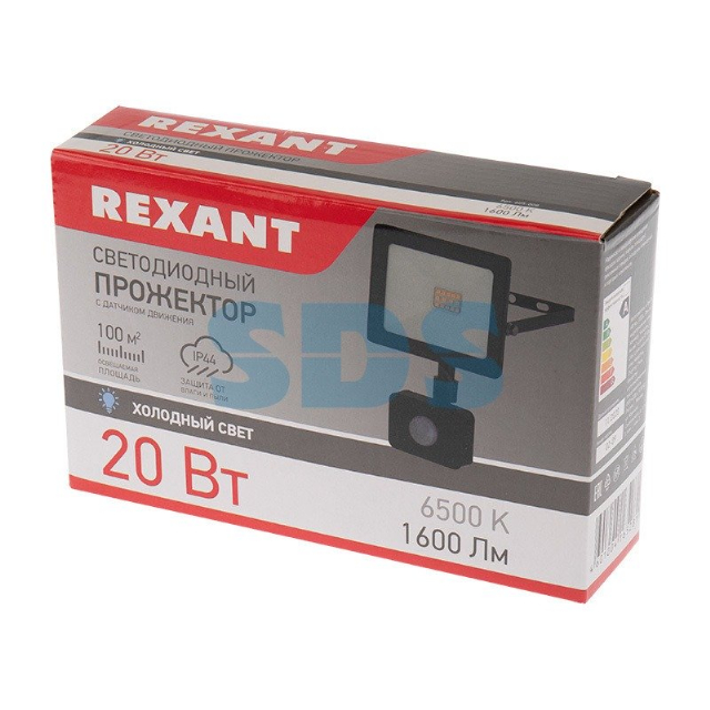 Прожектор светодиодный с датчиком движения 20 Вт 200–260В IP44 1600 лм 6500 K холодный свет REXANT