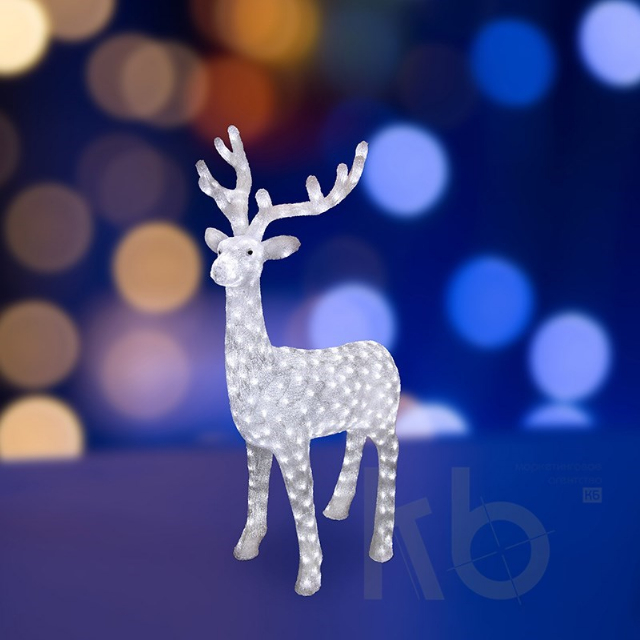 Акриловая светодиодная фигура "Северный олень" 130 см, 380 светодиодов, IP65 понижающий трансформатор в комплекте, NEON-NIGHT