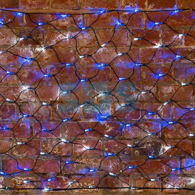 Гирлянда "Сеть" 2х0,7м, черный ПВХ, 176 LED Белые/Синие