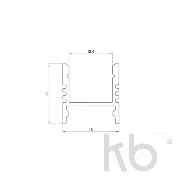 Профиль накладной алюминиевый 1617-S-2 2 м REXANT