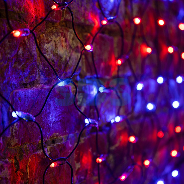 Гирлянда "Сеть" 2х0,7м, черный ПВХ, 176 LED Красные/Синие
