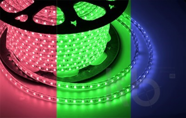 LED лента 220 В, 10х7 мм, IP67, SMD 2835, 60 LED/m, цвет свечения RGYB (мульти), бухта 100 м