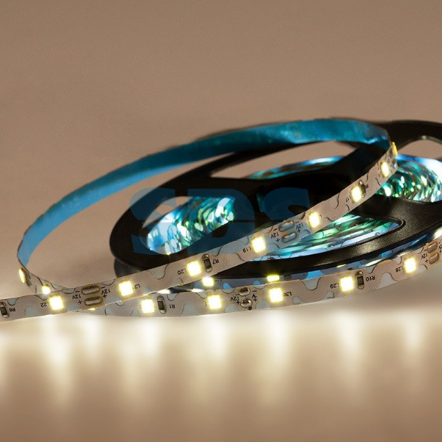 LED лента 12 В, 6 мм, S-образная плата, IP65 (напыление силикона), SMD 2835, 60 LED/m, цвет свечения белый (6000 К)
