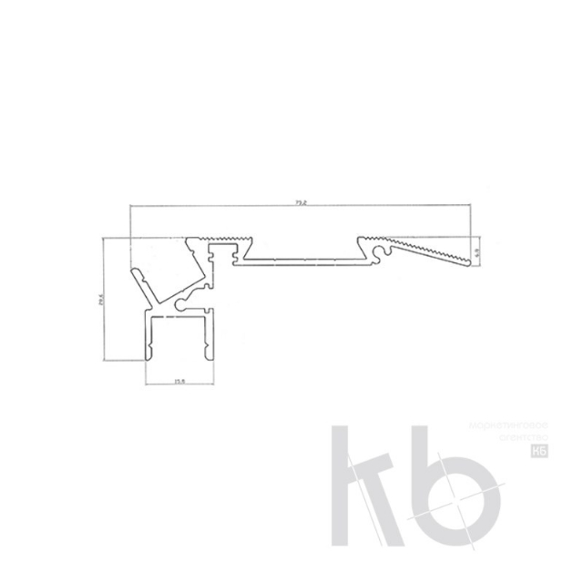 Профиль для ступеней алюминиевый 7928-2, 2 м REXANT