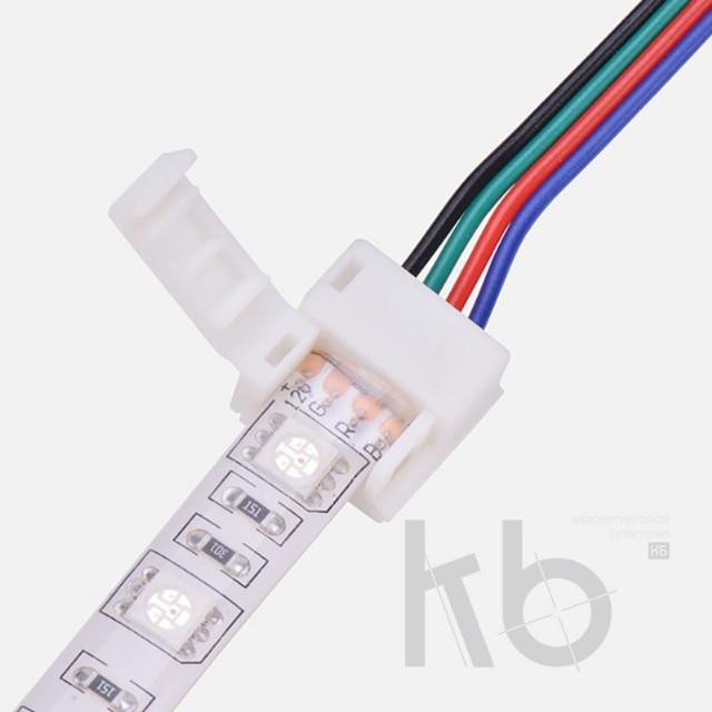 Коннектор питания (1 разъем) для RGB светодиодных лент с влагозащитой шириной 10 мм LAMPER