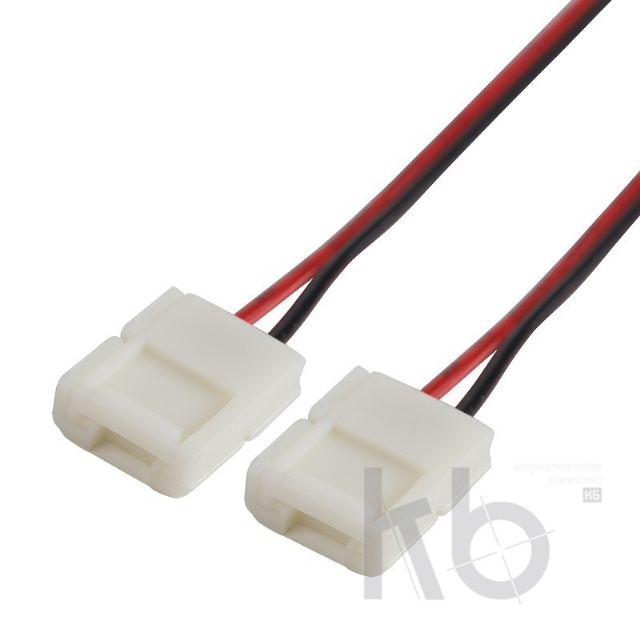 Коннектор соединительный (2 разъема) для одноцветных светодиодных лент 120 диодов/метр, длина 15 см LAMPER